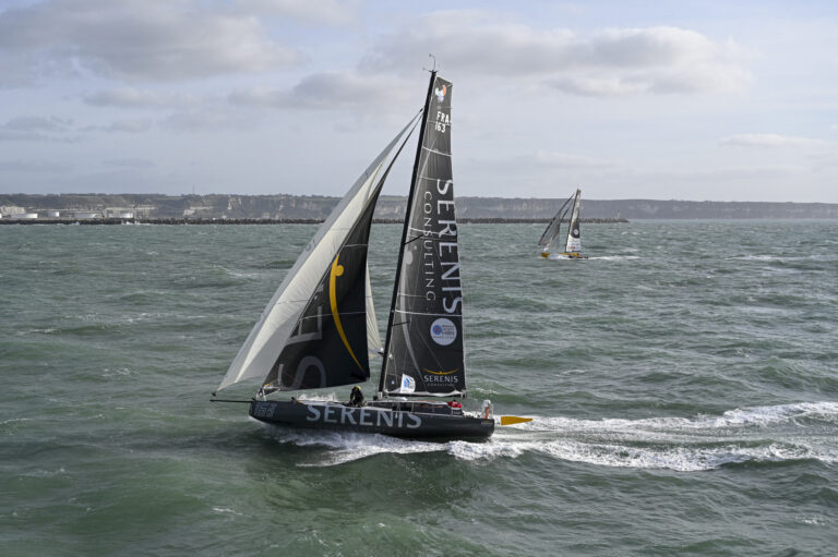 Photos départ Transat Jacques Vabre – Jean Galfione et Eric Péron